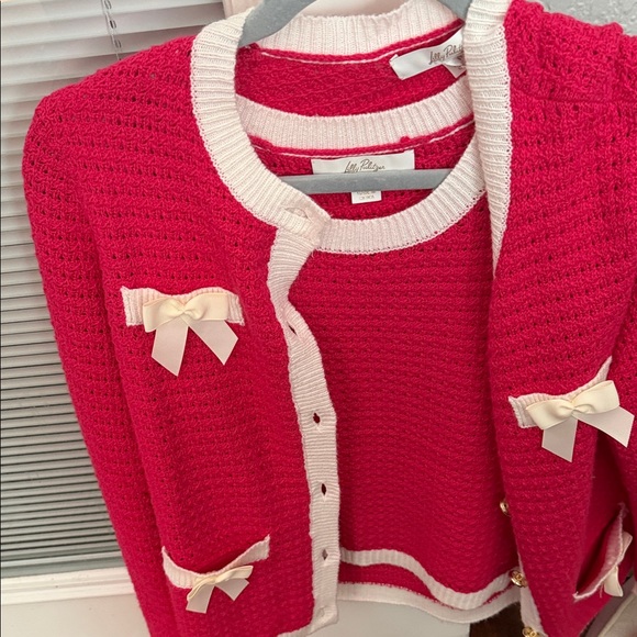 Lilly Pulitzer Raspberry Rouge Valoria Sweater set - Picture 1 of 9
